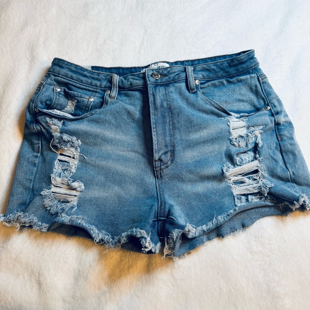 Almost Famous Ripped Blue Jean Shorts